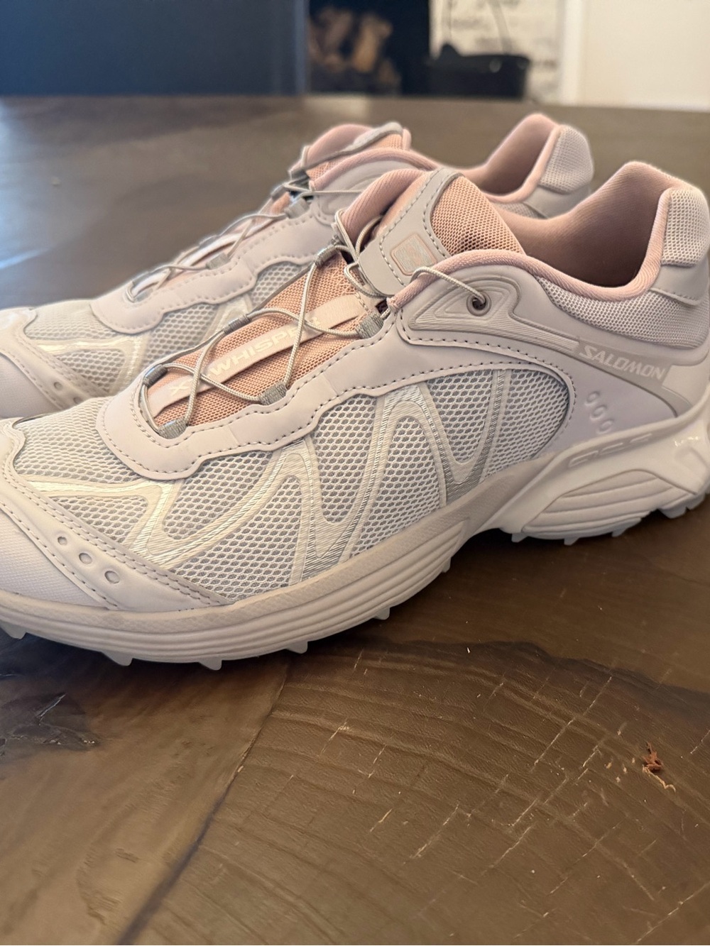 Salomon Women's White and Light Pink Trail-Inspired Sneakers